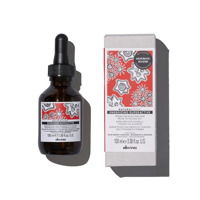 Davines Energizing Superactive Hair Treatment Serum - 3.3oz Paraben-Free AGA-Formulated Anti Hair Loss Product, Serum-Infused Thinning Prevention, Oil Control Scalp Care