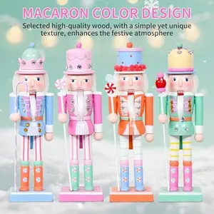 Christmas Decorations Nutcracker Ornaments,9.8 inch Wooden Nutcracker Figures,Festive Collectible Nutcracker Gift for Table Desktop Fireplace Thanksgiving Christmas Decor,Green