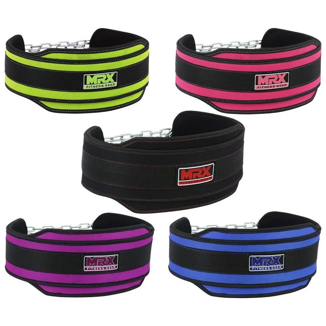 MRX BOXING & FITNESS Unisex Nylon Dip Belt with Metal Chain, Flexible & Adjustable Fitness Equipment for Lower Back Support for Home Gym & Weightlifting