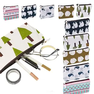 10 Packs Canvas Zipper Pencil Case Set, 5 Style Cosmetic Coin Pouch Bag, Small Organizer for Purse Travel, Fashion Accessories