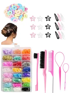 2123 piece rubber band hair accessory set includes hair clips, headbands, hair accessories, combs, and storage boxes, suitable for women with thin and thick hair, home performances, dance, and y2k style hair accessory combinations