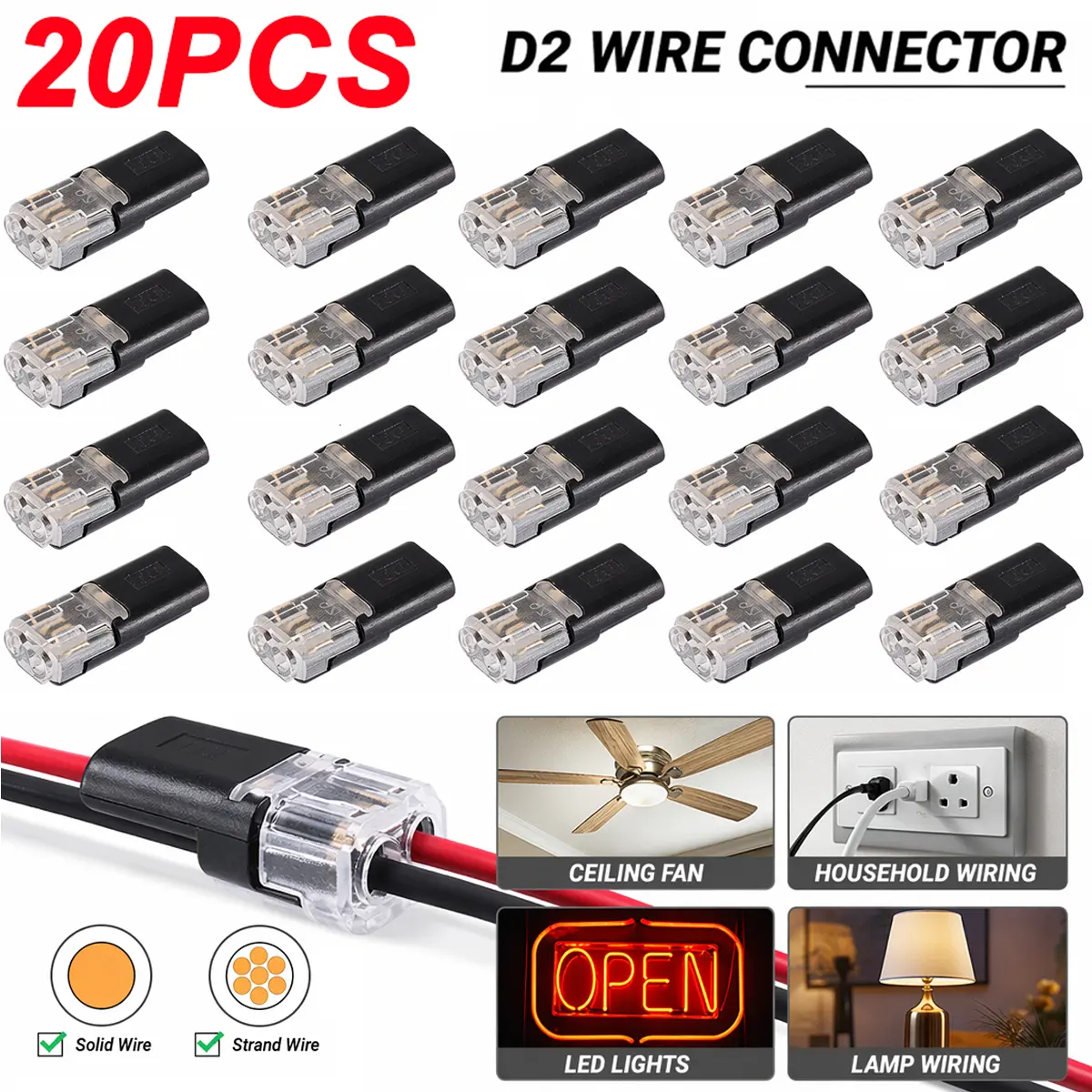 20pcs 2-Pin Waterproof Electrical Connectors, Automotive Car Wire Plug Terminals for Motorcycle Cables & Tubes low voltage wire connector
