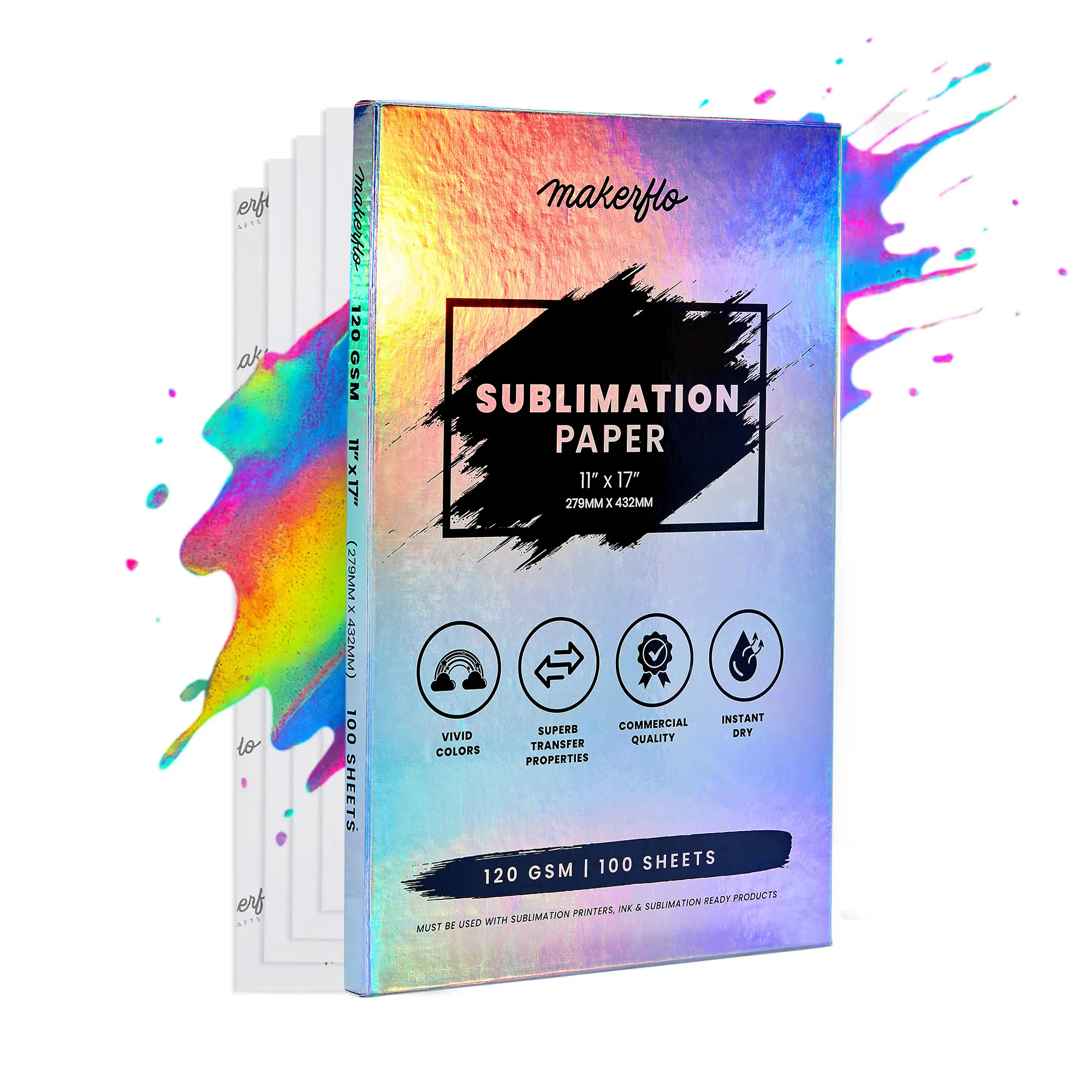 Makerflo Sublimation Paper 11 x 17 Inch 600 Sheets, Heat Transfer Sublimation Paper For Tumblers T-Shirts Phone Case Mugs, Printable Stickers Gifting Christmas DIY Enthusiast