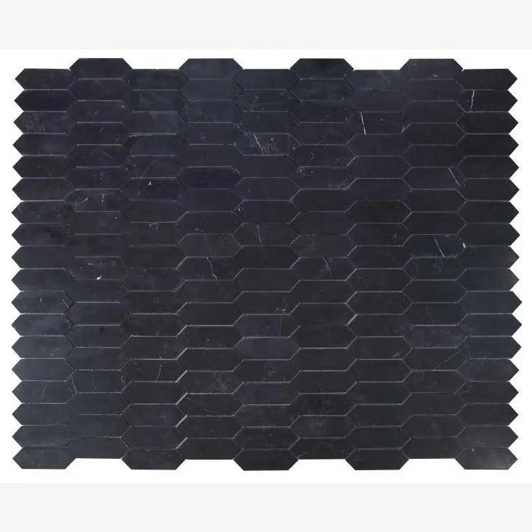 Raven Noir Elongated Hexagon Marble Mosaic Sample