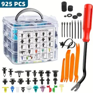 925Pcs Car Bumper Retainer Clips Set | 26 Sizes Auto Push Pin Rivets Fasteners Kit | Universal Car Body Panel Clips with Professional Removal Tool | Auto Body Repair Accessories Multi-Size