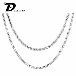 Mother's Day Gifts Minimalist Silver Layered Necklace Set for Men & Women |     Dainty Cuban Curb & Rope Chain Stack |     Uniex Daily Streetwear Jewelry |     Choker & Necklace