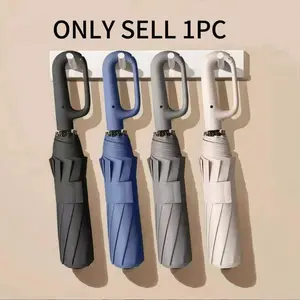 Automatic Open Folding Rain Umbrella, Durable Reinforced Hook Design, Windproof Fishing & Dual Use, Compact Travel Accessory, Portable Folding Umbrella, Rainproof Umbrella