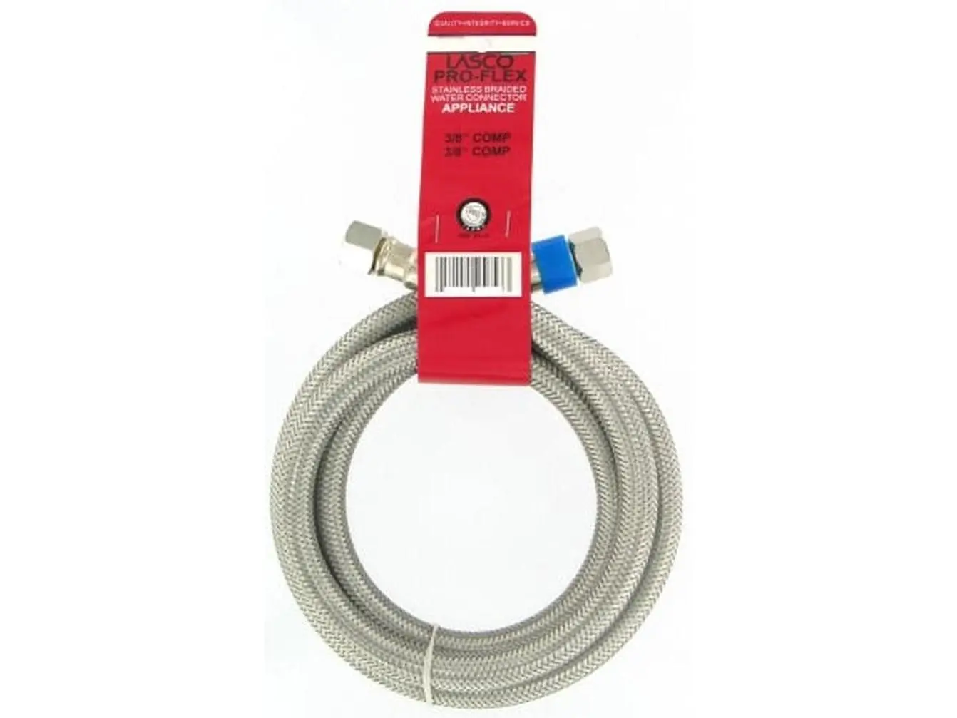 Larsen Supply Stainless Steel Dishwasher Connector, 3/8in Comp x 3/8in Comp x 72in, Carded, for Sink Connections