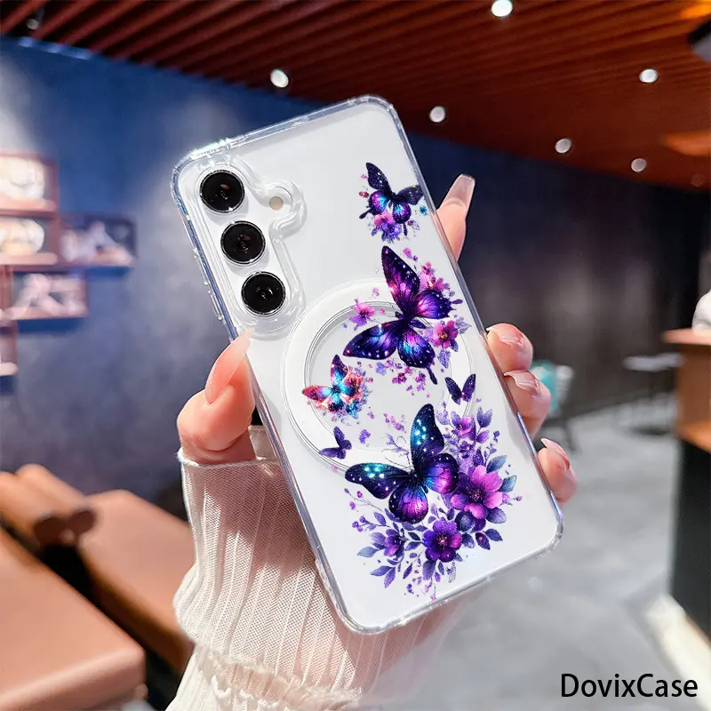 Galaxy Butterflies Bloom With Cosmic Sparkle Phone Case Clear Shockproof Transparent Galaxy S26 S25 S24 S23 S22 S21 S20 Fe Plus Ultra Edge S10E A57 A56 A55 A54 A37 A36 A35 A34 A26 A25 A24 A23 A17 A16 A15 A14 A07 A06 A05s Note20 Note10 Note9