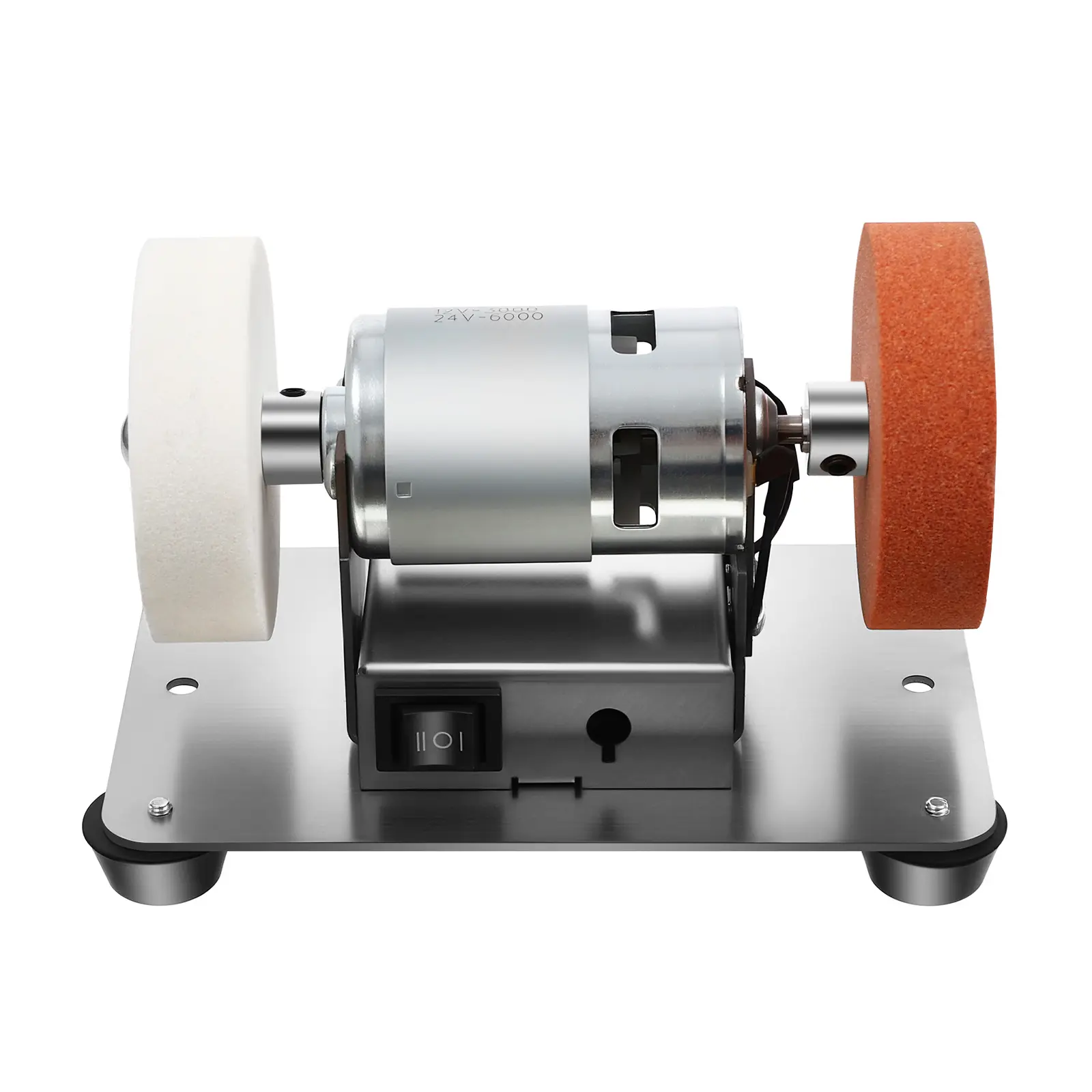 96W 3000-6000 RPM Variable Speed Benchtop Sander with Forward/Reverse & 2-in-1 Coarse/Fine Grinding Wheels, Compact Electric Table Grinder with Low Noise for Knife Sharpening, Metal Burr Removal, DIY Woodworking, Home Workshop, Jewelry Polishing