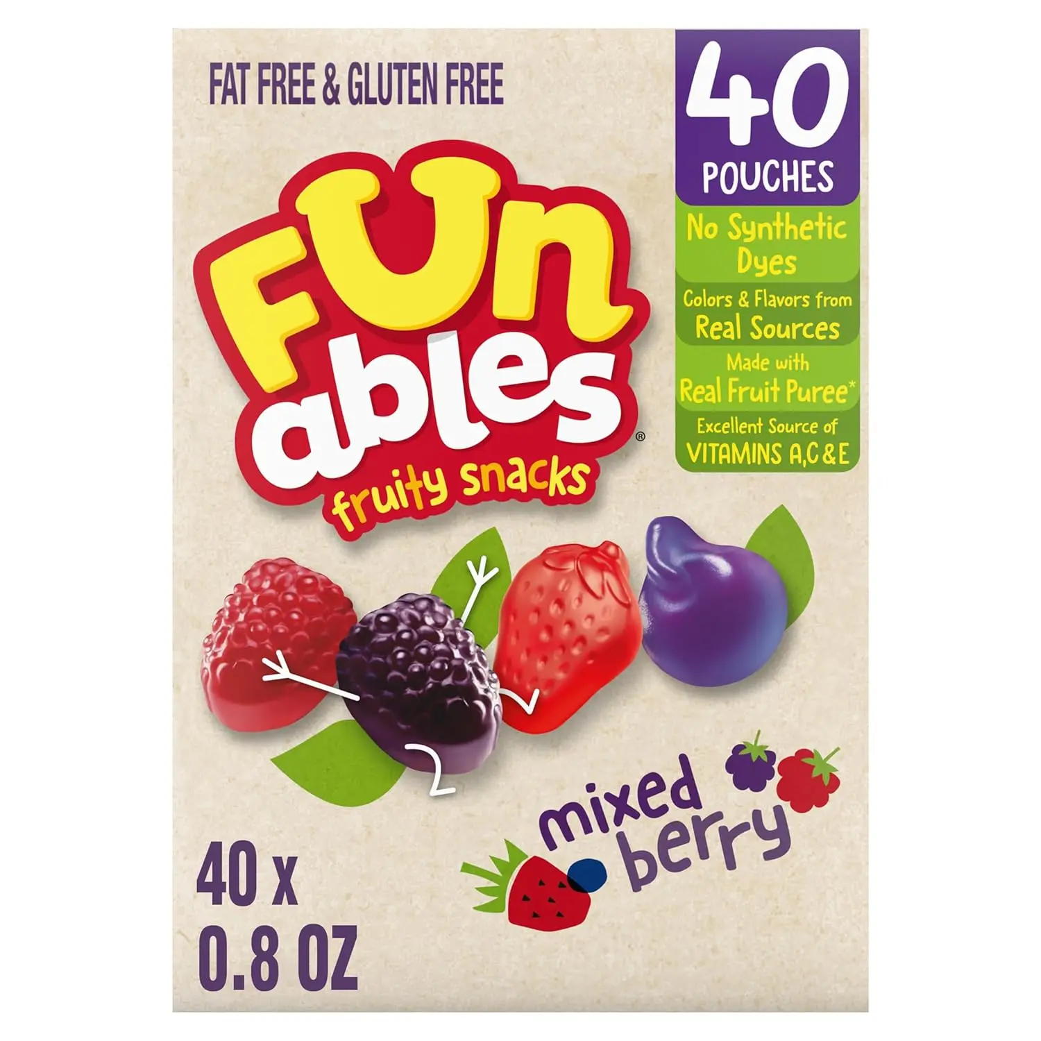 Fruity Snacks, Mixed Berry Flavored Snacks, 32 oz 40 ct