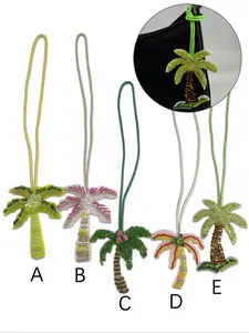 Handmade Beaded Coconut Tree Bag Charm, Purse Charm, Beach Vacation Series, Fresh Versatile High-End Accessory, Perfect for Handbag Decoration