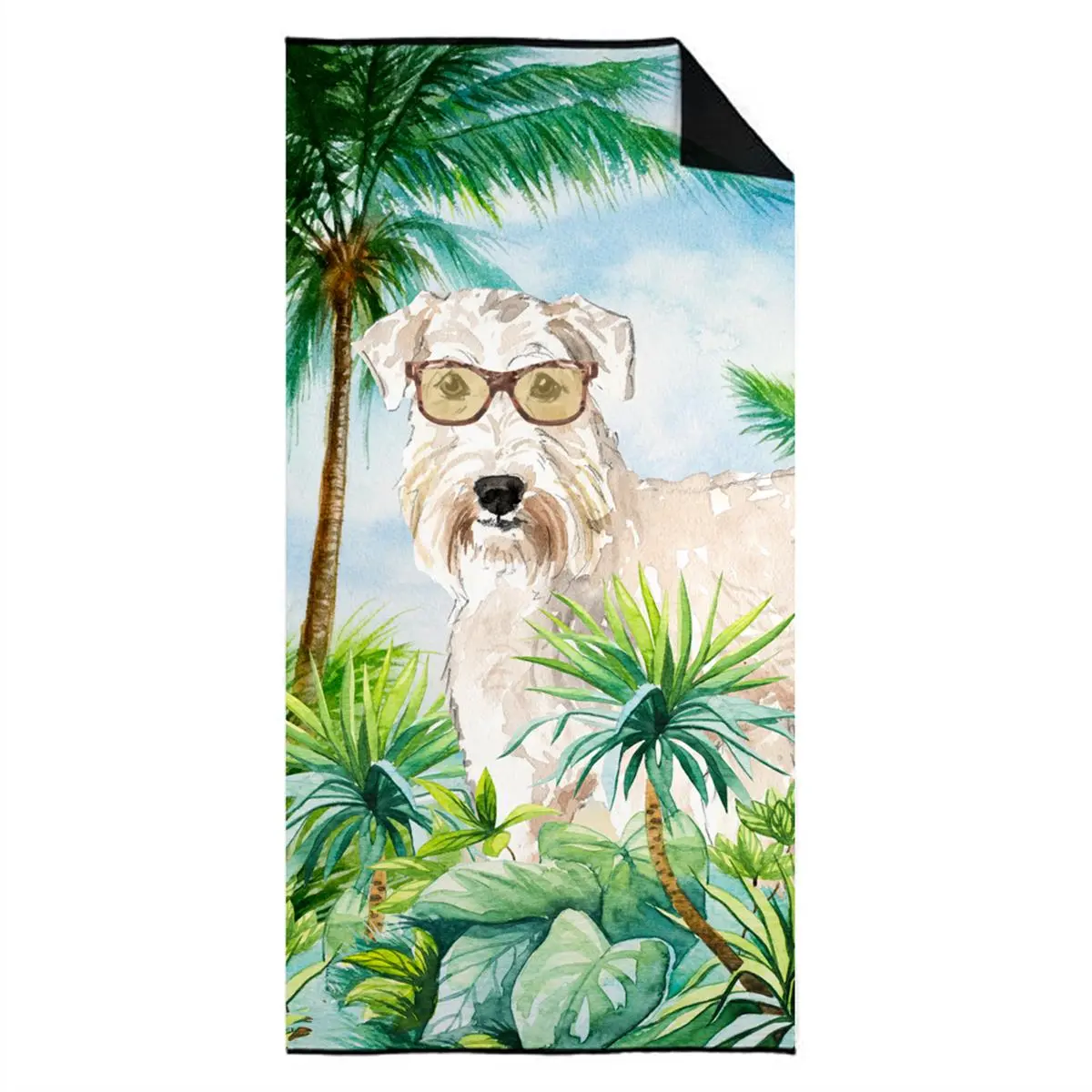 212 MAIN Wheaten Terrier Microfiber Bath Towel for Wheaten Terrier Owners - 30x60 in, Smooth Cotton Terry, Plush Velour, Synthetic Polyester-Blend, Stainproof, Fade Resistant, Machine Washable, Black Binding Towel for Home Bathroom, Beach