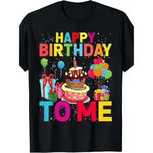 Vibrant Happy Birthday TShirt Featuring Festive Cake Balloons And Gifts Ideal For Celebrations