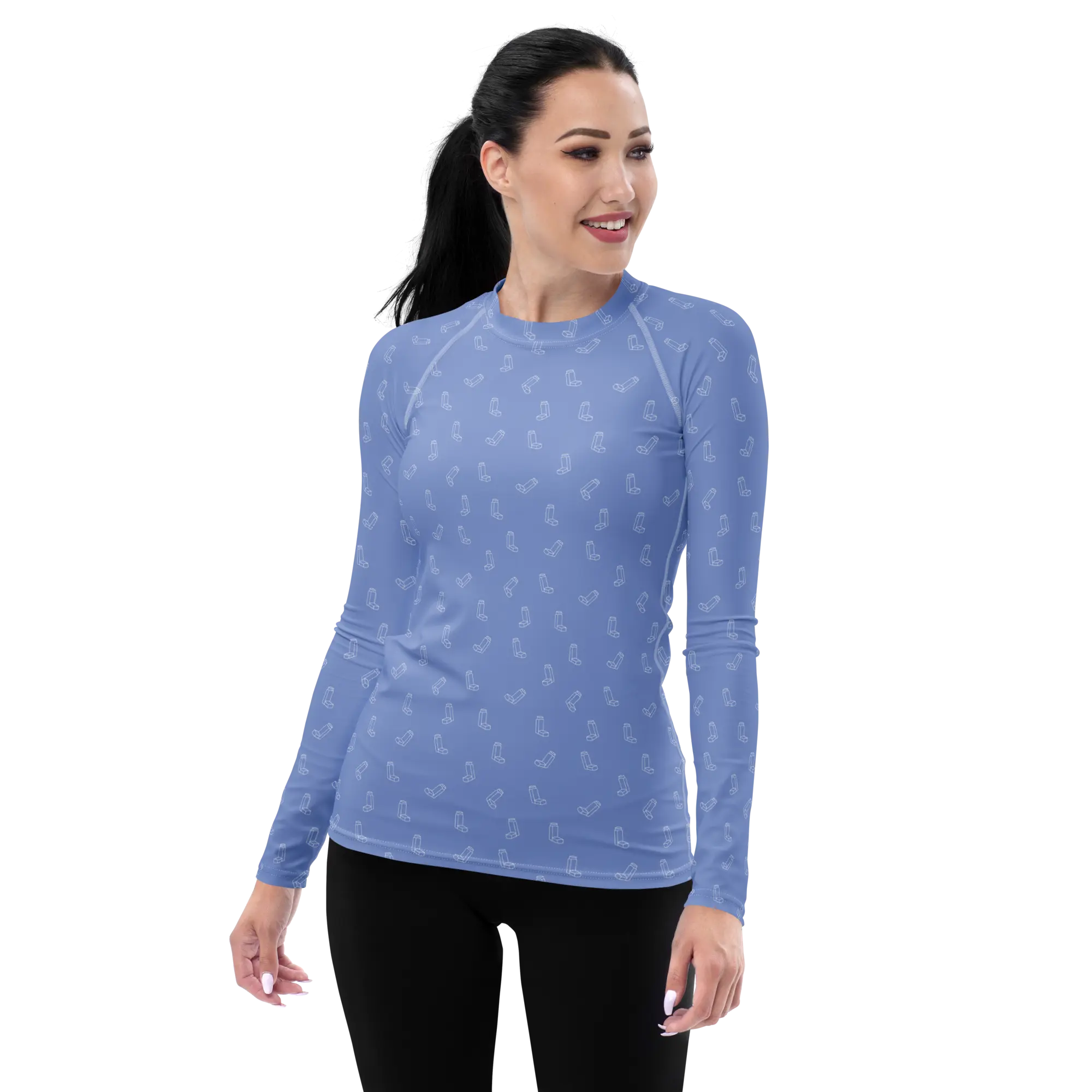 Inhaler Underscrub in Ceil Blue for Respiratory Therapists, Healthcare Workers Uniforms, Fitted Long Sleeve Soft, Respiratory Therapy