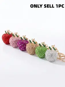 Handmade Rhinestone Apple Keychain Charm, Bag Charms, Cute Simple Casual Style, Perfect for Women and Kids, Bag Pendant, Car Key Chain, Phone Strap