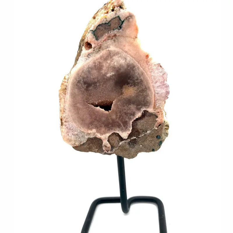 Brazilian Pink Amethyst Crystal Slab Specimen- mounted on a stand