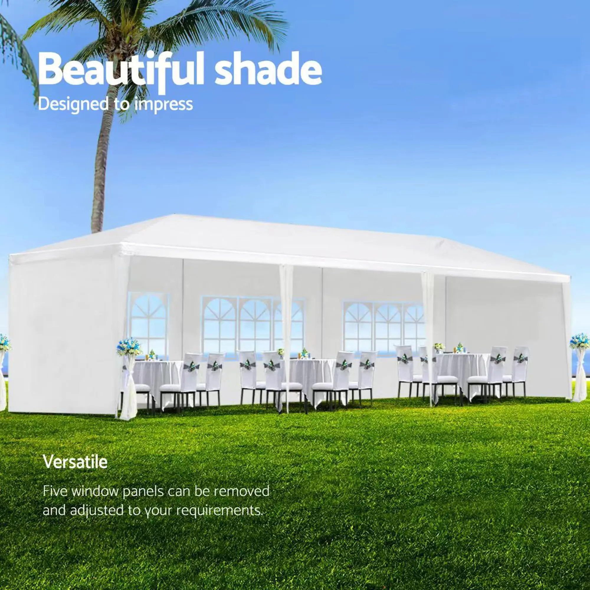 Edot Store White Canopy Tent by Edot Store: 10x20 ft Waterproof Gazebo for Outdoor Parties w/ 6 Sidewalls. Get Elegant, Durable Shelter – Perfect for Weddings & Easy DIY Setup. Shade from Sun & Rain!