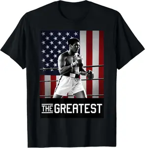 Muhammad Ali American Legend Classic Crewneck Cotton T-Shirt - Soft, Printed Graphics, Summer Casual Short-Sleeve Sports Top