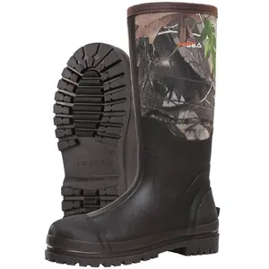 Men's Insulated Neoprene Winter Boots - Waterproof Tall Rubber Snow Boots, Slip-Resistant for Hunting, Fishing & Outdoor Work
