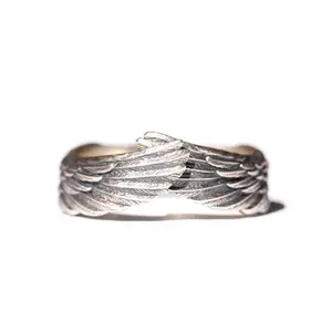 Unisex 2-Piece Wing Motif Guardian Angel Ring Set - Adjustable, Lightweight, Silver Angel Rings, Daily Wear Couple Gift Accessory, Angel Ring Rings