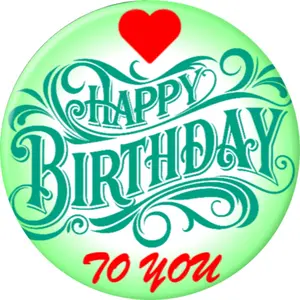 Angel Buttons 2.25 inch pin-back button Happy Birthday