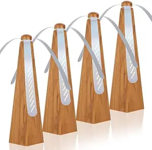 4 Pack Fly Fans for Tables Portable Wood Grain Design Keep Food Clean Meal Table Fly Fan for Outdoor Indoor Picnic Dinner Classroom