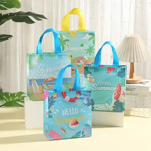 12pcs/24pcs Beach Non-Woven Handbags, Summer Volleyball Theme, Hawaii Style, Birthday Gift Bags, Pet Party, Storage Pouches, Jewelry Organizer