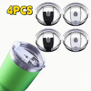 4 Pack Premium Quality Tumbler Lids Spillproof, Splash Resistant Lid, Black and Grey, for Coffee Mug and More Cooler Cup, Covers for 20 Ounce Tumbler water