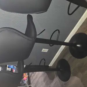 Modern Bar Stools, Adjustable Faux Leather Upholstered Swivel Bar Stools, Counter Height Bar Chairs with Back for Kitchen Island, Black