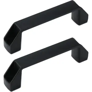 2 count Aluminium Alloy Industrial Handles Rectangular Cabinet Pulls U Shape Toolbox Handles Reliable Drawer Knobs for Industry  Bedroom Kitchen, with Screws (Black, 120mm/4.72" Hole Center)