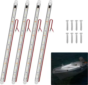 LED Boat Interior Lights, Boat Led Strip Lights Marine Waterproof Marine Lighting Strip Night Fishing Lighting for Pontoon, Dinghy, Kayak, Yacht,4 Pcs, White