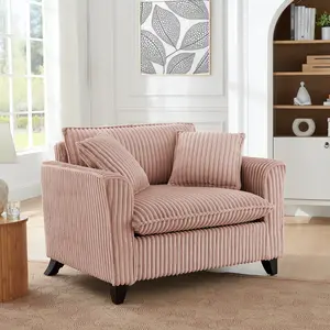 Niccae Lazy sofa chair, comfortable single-person sofa chair, with a backrest and soft seat cushion, having armrests on both sides, suitable for living room and bedroom - Pink