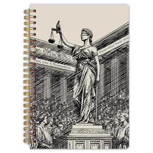 1. This black and white "Divine Goddess of Law" notebook measures 5.5 x 8.3 inches. It features a high-quality horizontal page layout, making it ideal for law students, law school study materials, and an excellent gift for lawyers. It has a sturdy feel.