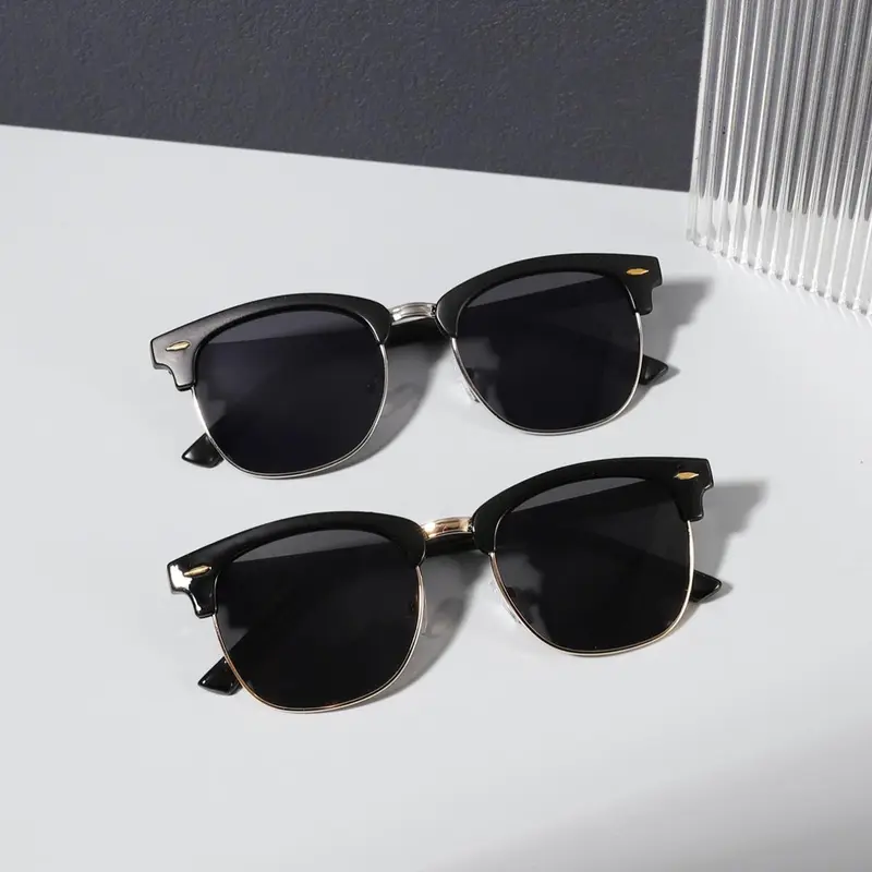 Men's Rectangle Frame Sunglasses, Trendy Casual Full Rim Sunglasses for Everyday Use, Fashion Accessories for Outdoor Activities, Fashionable Frames Sunglasses, Rectangular Sunglasses, Rectangle Styles Sunglasses