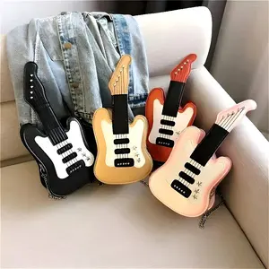 New Cute Guitar Shape Bag Bass Pain Crossbody Bag for Women, Christmas Thanksgiving Gift, Detachable Shoulder Strap, Unique Color Block Design