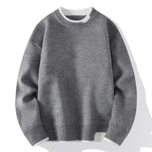 Men’s Autumn/Winter Cashmere Knit Mock Two-Piece Casual Fashion Sweater