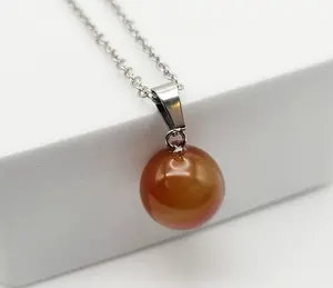 Carnelian Bead Crystal Necklace Handmade Natural Stone Silver Tone