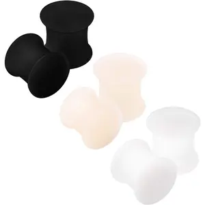 KJM FASHION 6 x Black  Double Flared Ear Stretcher Expander