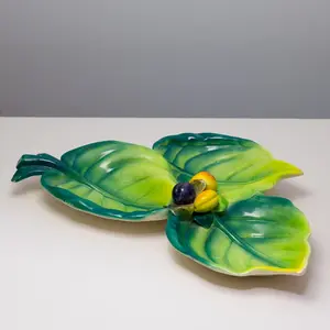 Vintage Italian Leaf & Fig Ceramic Serving Platter