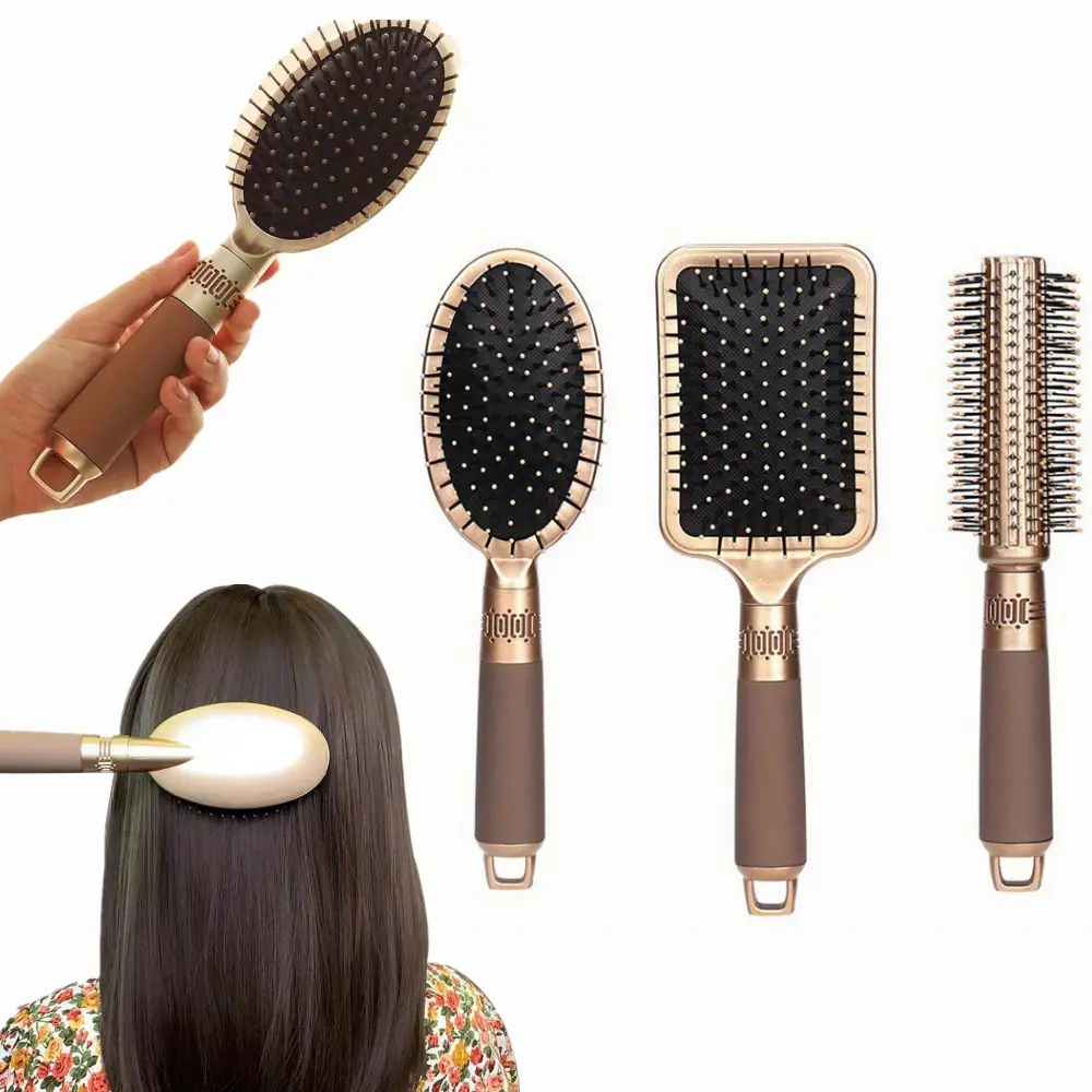 3PCS Pet Grooming Kit - Massage Paddle Comb, Detangling Brush Styling Tool, Curly/Straight Hair Styling Accessory for Dogs & Cats with Heat-Resistant Nylon Bristles