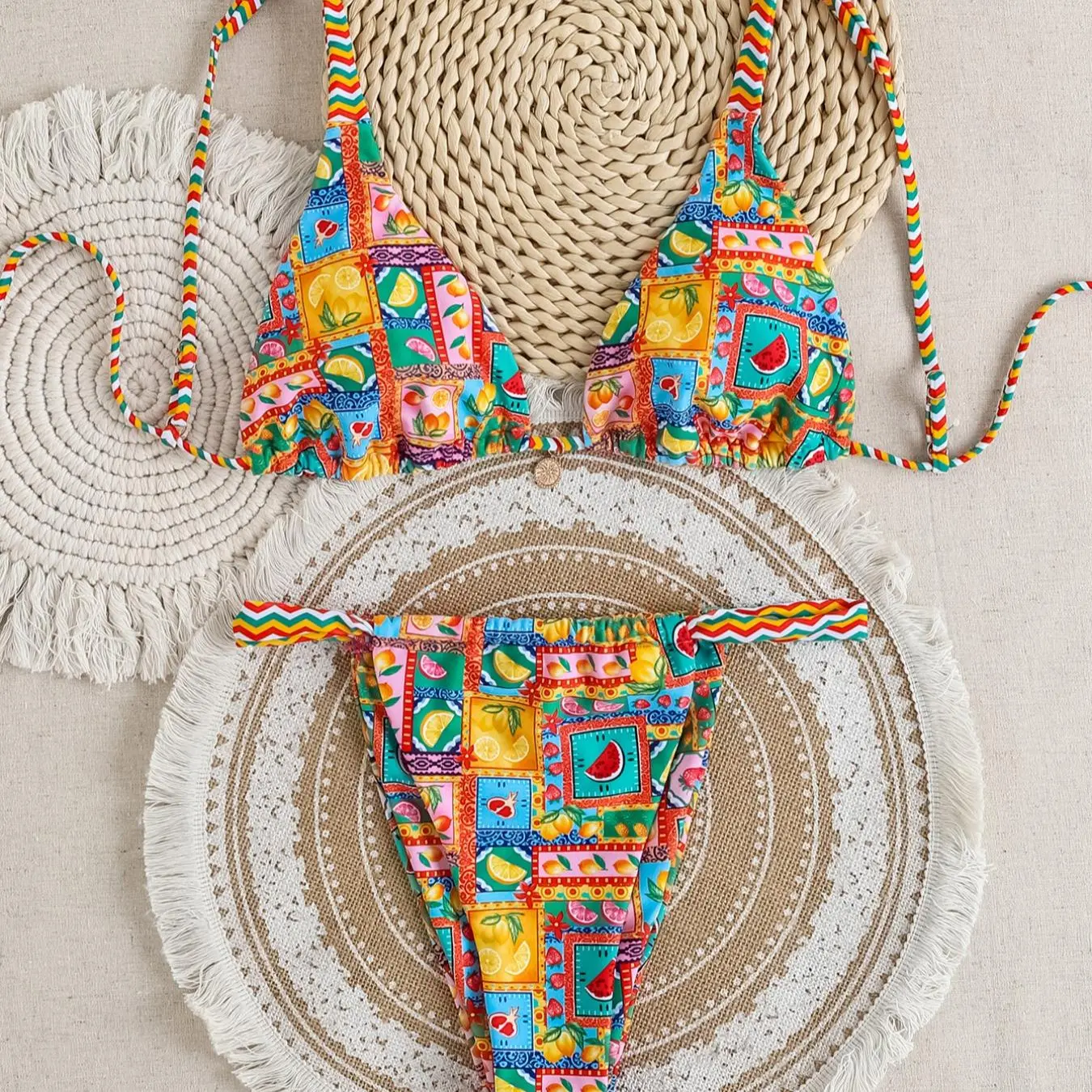 Women's Floral Print Bikini Set, Casual Fashion Chic Summer Swimsuit Set for Beach Holiday Vacation, Ladies Swimwear for All Seasons, Floral Print Swimsuits, Floral Bathing Suits, Bikinis Set