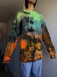 XXL++ Halloween Stretchy Sweater 100% Wool Pullover Dark Colors Hand Dyed