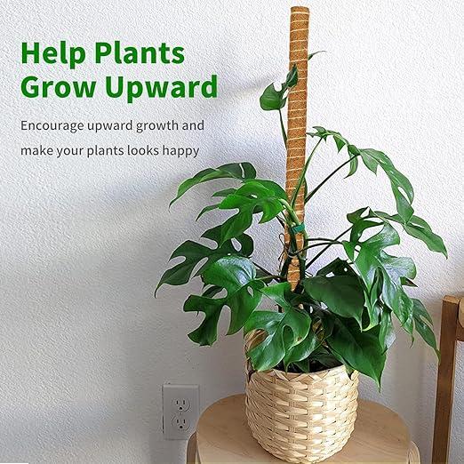 4 Pack 17inch Monstera Plant Support Stackable Moss Poles for Plants, Coir Totem Pole Tall Moss Pole for Climbing Plants, Sphagnum, Indoor Potted Plants - Can Stacked Up to 56’’