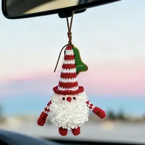 Handmade Swing Lucky Santa Claus Hanging Ornament for Car Accessories (With Free Gift Bag), Aesthetic Decor Rear View Mirror Hanging Ornament for Women and Men, Handmade Cute Car Interior Decor Accessories Gift Christmas Decor Gifts