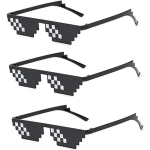 3 Pack Thug Life Sunglasses,Men Women Pixel Mosaic Glasses, MLG Shades for Photo Props or Halloween Cosplay