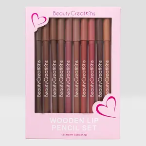 BEAUTY CREATIONS- WOODEN LIP PENCILS- PENCIL SET 12pcs -lip liners
