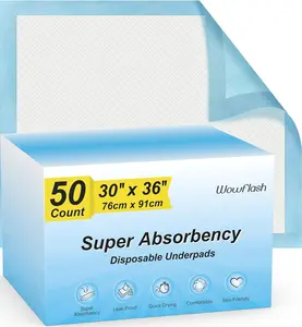 50 Count 30” x 36” Super Absorbency Disposable Underpads, Leakproof Quick Drying, Baby Puppy & Adults Bed Pads Disposable  Pads Extra Large, XXL Incontinence Pads