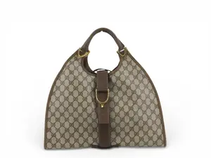 Pre-owned GUCCI Coated Canvas and Leather Tote Bags Supreme 70s Coated Canvas Tote Guccissima Horsebit Vintage Bag
