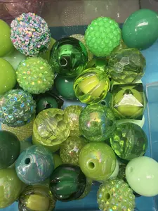 Greens 20mm assorted acrylic beads 15mix